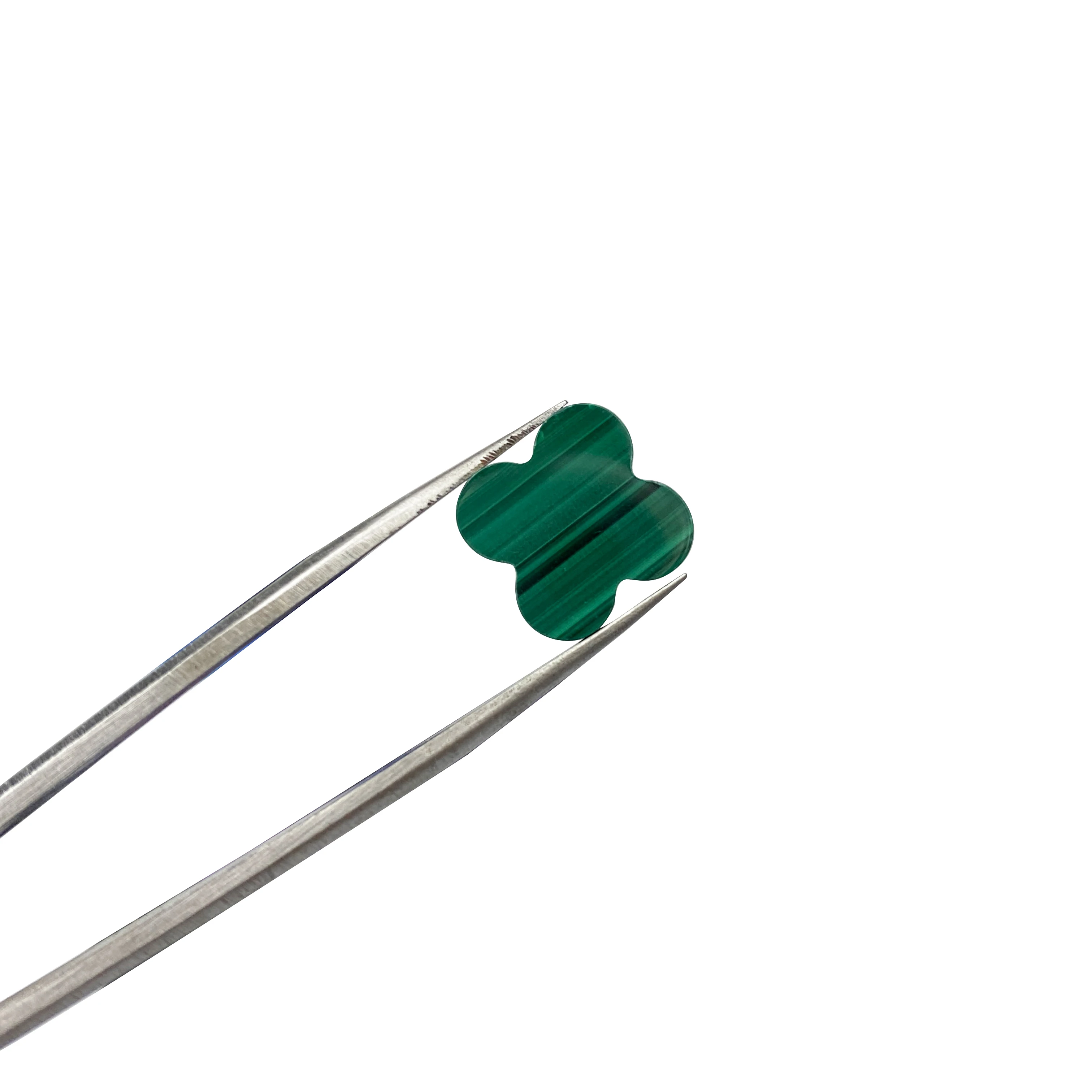 Natural Malachite Gems Custom Cut Size Shape Wholesale High Quality Four Leaf Clover Double Sided Flat Gemstones Malachite