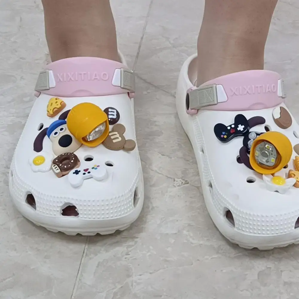 plastic outdoor lighting accessories hiking camping warning clog light  Led Shoe Light Hole HeadLight shoes charms headlight