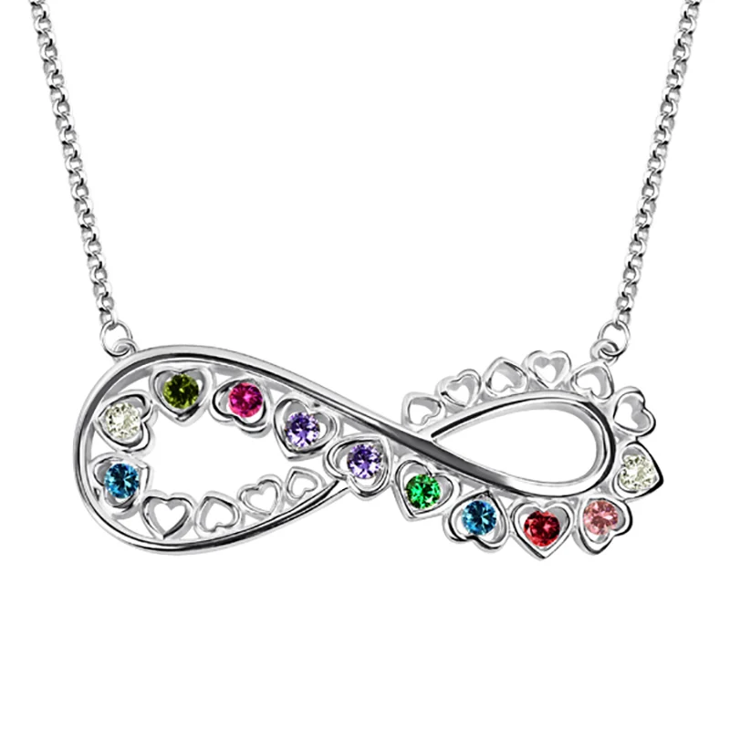  925 sterling silver women necklace jewelry gold plated birthstone infinity