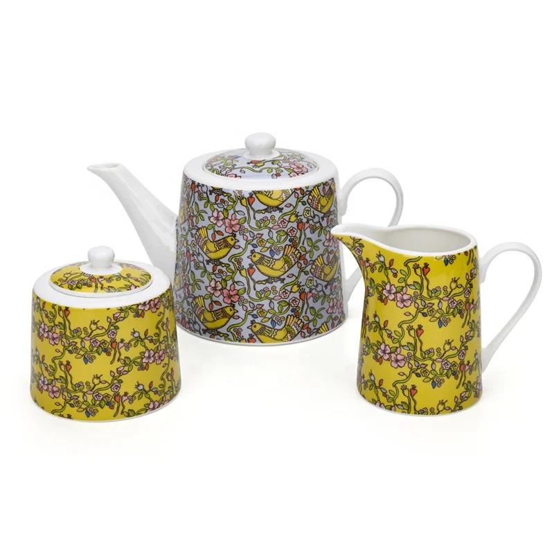 Porcelain Vintage Birds Decal European Afternoon Tea Set