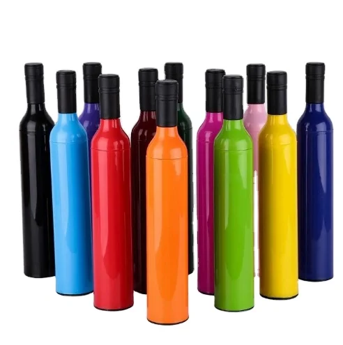 Custom Printing Advertise Business Gift Promotion Travel Rainy Sunny 3 Folding Umbrella Logo Foldable Wine Bottle Umbrellas