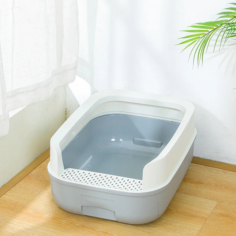 Amazon Wholesale Large Plastic Cat Litter Box With Litter Scoop Pet Products Cleaning Colorful Cat Toilet