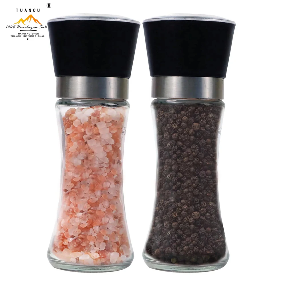 Factory Price Spice Shaker Bottle Black Grinding Lid Himalayan Salt Pepper Grinder Black Pepper Grinder