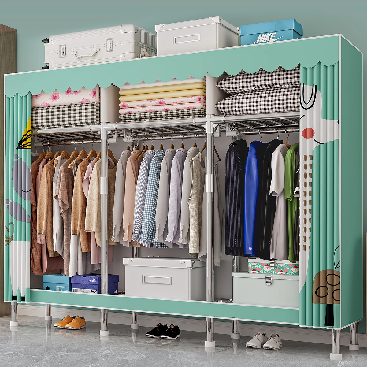 2023 New Arrivals Clothes Cabinet Modern Design Combination Bedroom Wardrobe Clothes Organizer Portable Fabric Wardrobes Armario