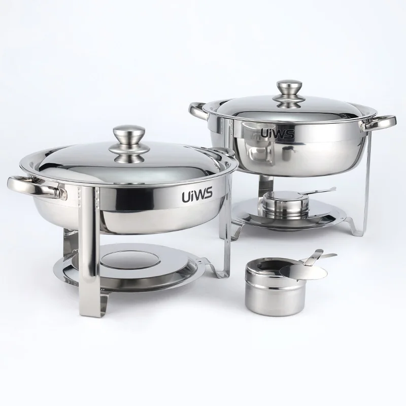 UIWS Restaurant hotel stainless steel buffet stove 3.5/5l round chafing dish food waremer