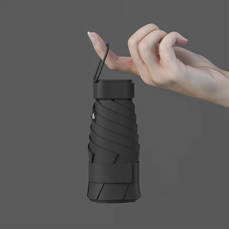 UV protection umbrellas with leather zipper bag , custom 6 folding Sunny umbrella with logo for girls