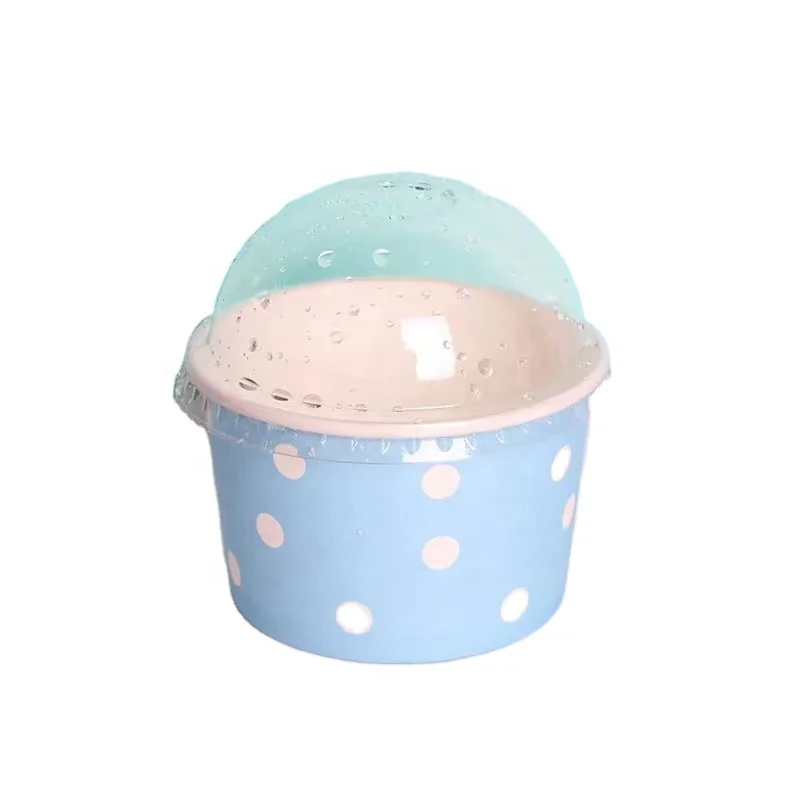 Custom Design Paper Polka Dot Ice Cream Cups 12 OZ Disposable Paper Cup