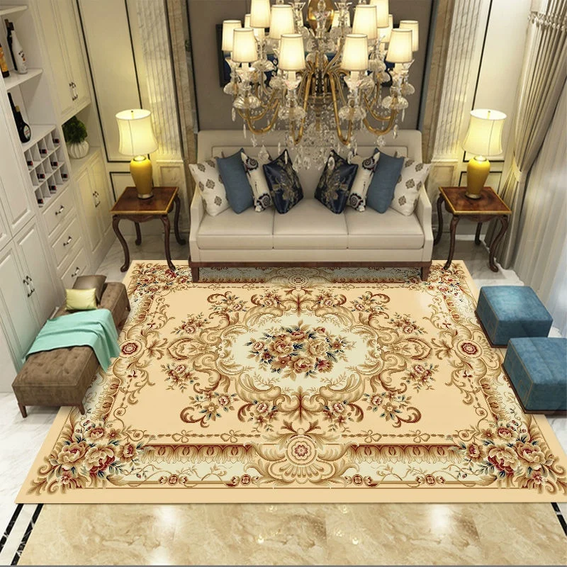 Modern Polyester 3D Printed Rugs For Living Room Machine Made Washable Anti-slip Persian Carpet