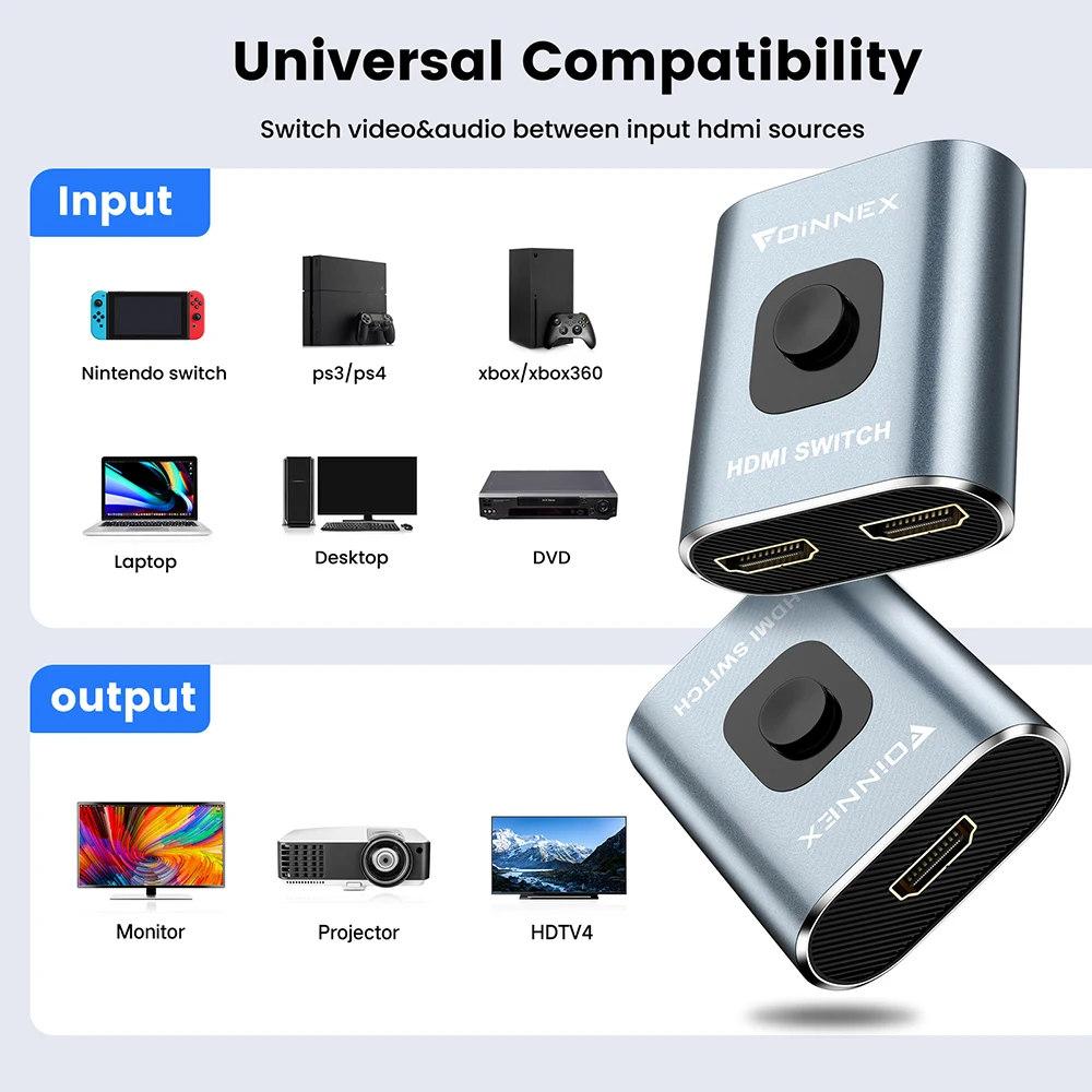 FOINNEX 4k 30Hz hdmi converter hdmi switcher converter hdmi for laptop desktop ps3 ps4