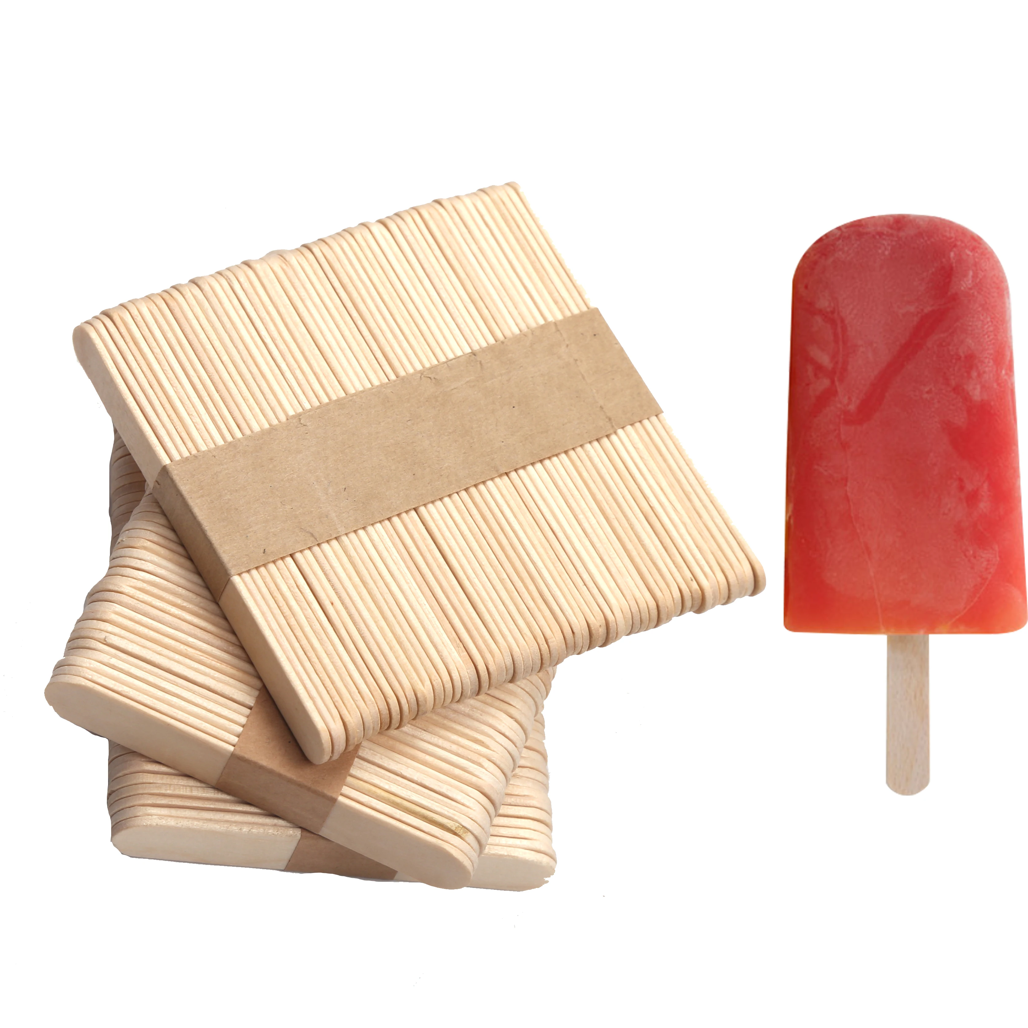 Natural color wooden craft popsicle stick  wood printed ice cream sticks