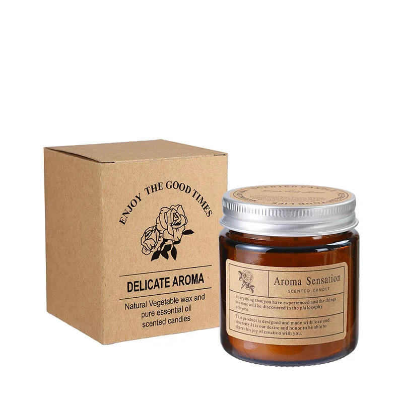 Oem Luxury 4oz 7oz 8oz 10oz 12oz 14oz Aromatherapy Holiday 200G Soy Wax Color frost glass Amber Scented Candle with metal lid