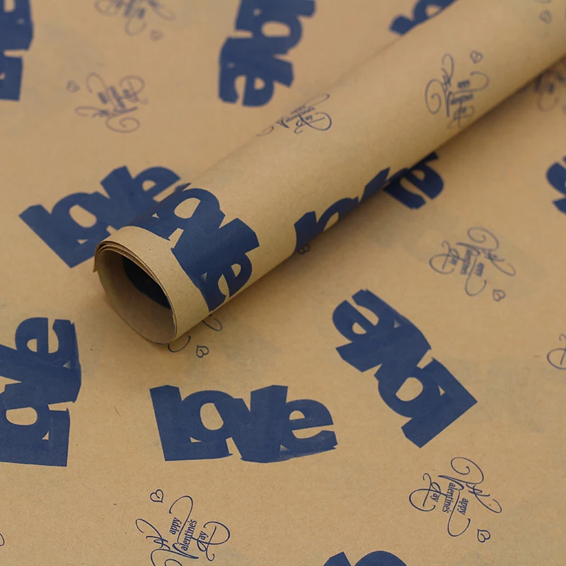 
Vintage Kraft English Love Flower Wrapping Packing Paper Florist Material Newspaper Craft Paper 