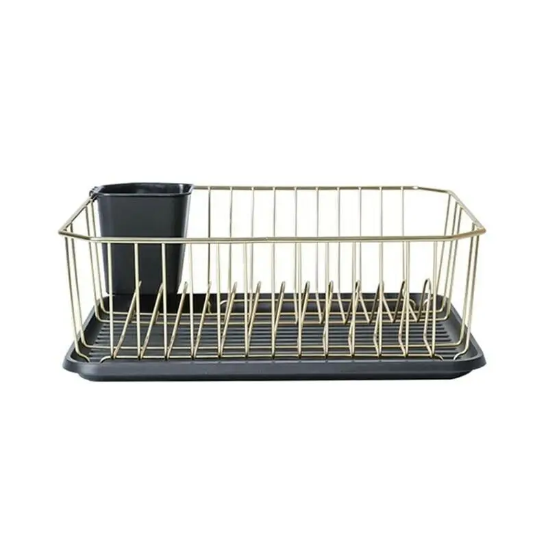 
Best Iron Kitchen Dish Storage Drain Rack Set Free Punching Organizer Tool Plate Bowl Spoon Storage Basket 