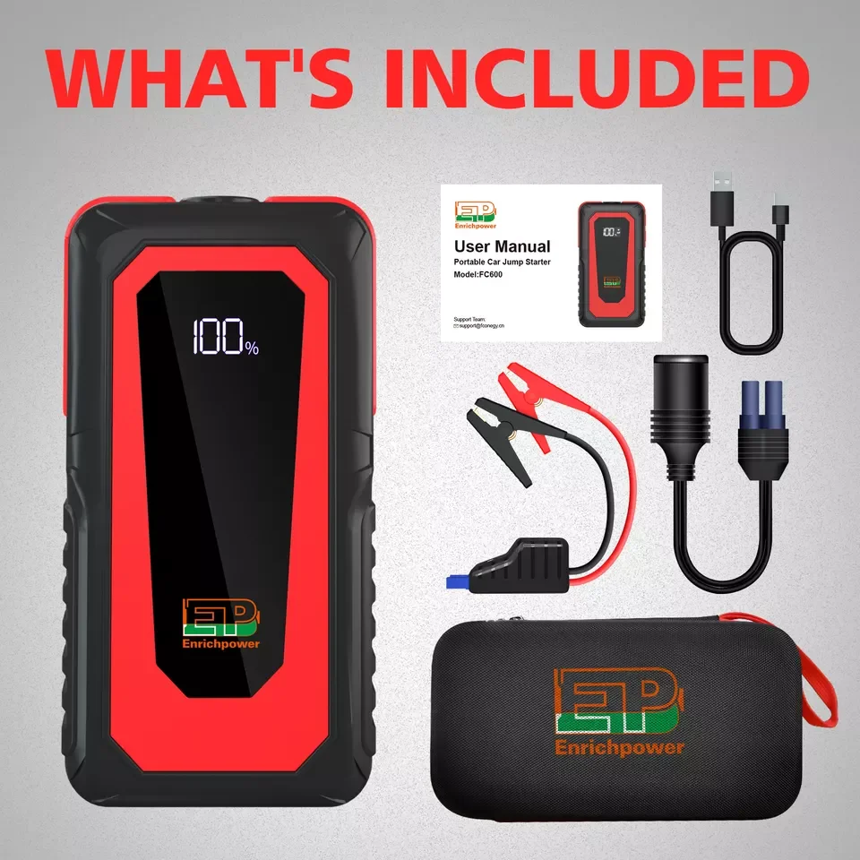 EP FC600  Car Jump Starter 20000mAh 12V 2000A Peak Vehicle Emergency Tool Portable 12V 20000mAh Car Battery Booster Pack