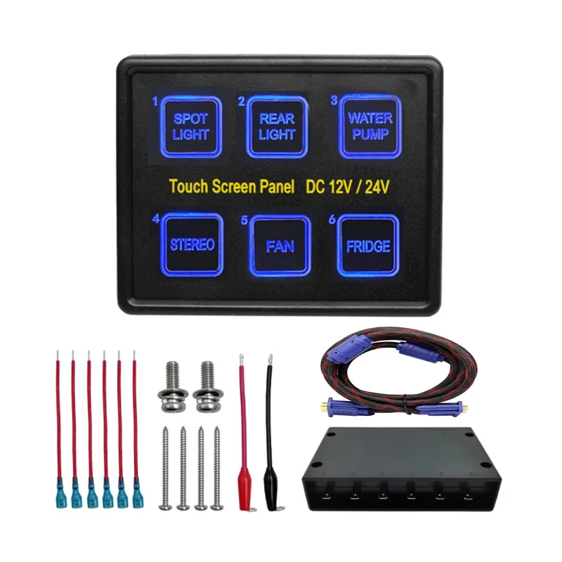 Universal Circuit Control Box Button Switch Pod Touch 6 Gang Switch Panel for Truck ATV UTV SUV Car
