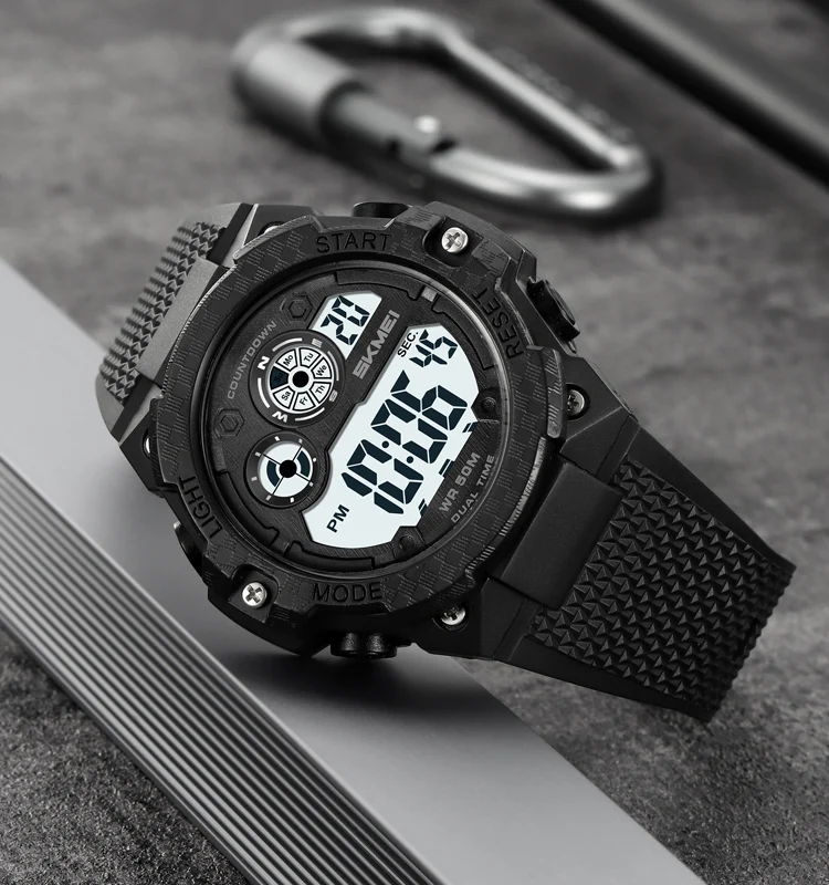 Stylish water-proof stop watch SKMEI 2337 minimalist digital stopwatch with yellow tpu watch band orologio