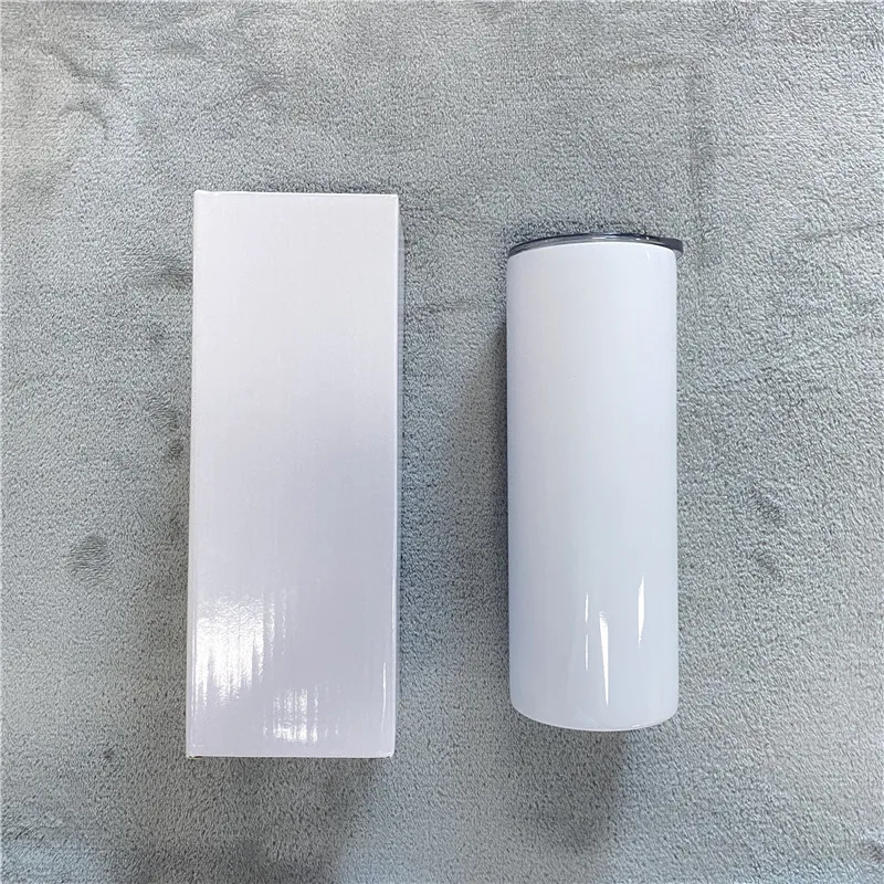 US Warehouse Double Wall Stainless Steel Vacuum Insulated 20oz Straight Skinny Sublimation Tumbler with Straw  for Sublimation