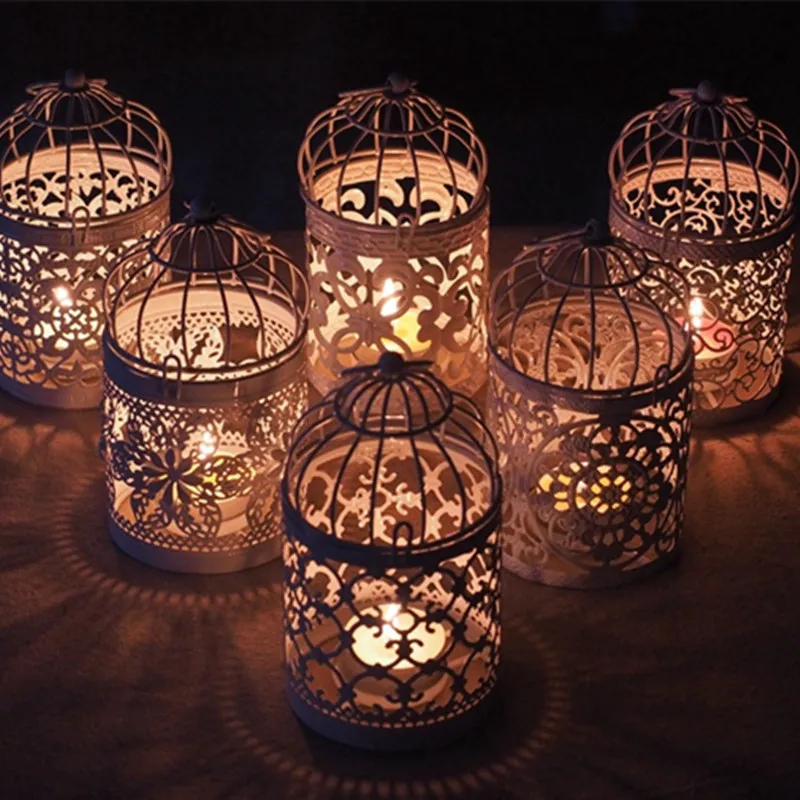 Decorative Hollow Hanging Bird Cage Candle Holder Lantern Classic Wedding Decoration