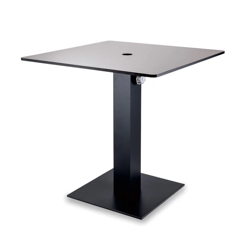 
HPL compact table Aluminum base Cocktail Bar Dining Restaurant Table with umbrella hole 