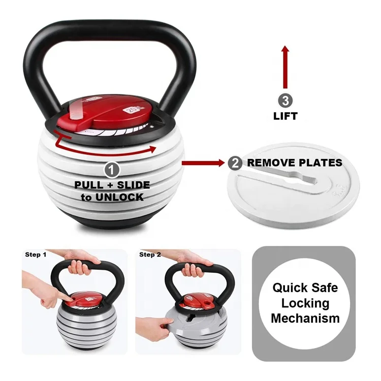 Home Gym Workout Strength Training  20LB Cast Iron Adjustable Kettlebell Weights Set