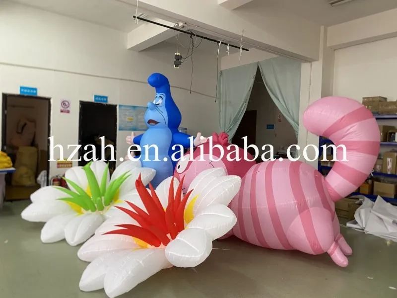 Inflatable Flower Inflatable Led Light Flower Caterpillar and Cheshire Cat for Alice in Wonderland