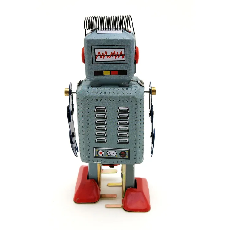 Vintage Mechanical Clockwork Wind Up Walking Robot Tin Toy Kids Gift Collection