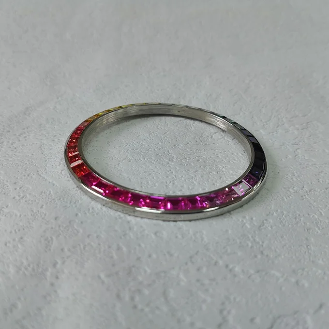 High-quality hot sell day Date rainbow bezel watch modified original ceramic bezel to be Automatic gemstone wrist Watch Bezel