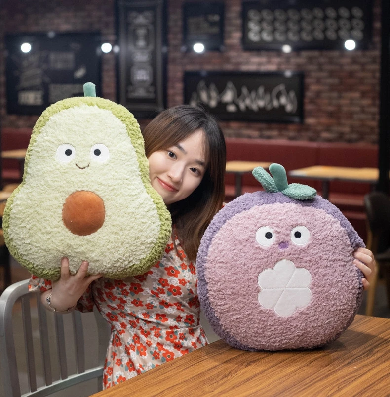 Wholesale Creative Avocado/Pineapple/Carrot/Strawberry Plush Fruit Plush Hand Warmer Pillow Stuffed Comfortable Hugging Toy
