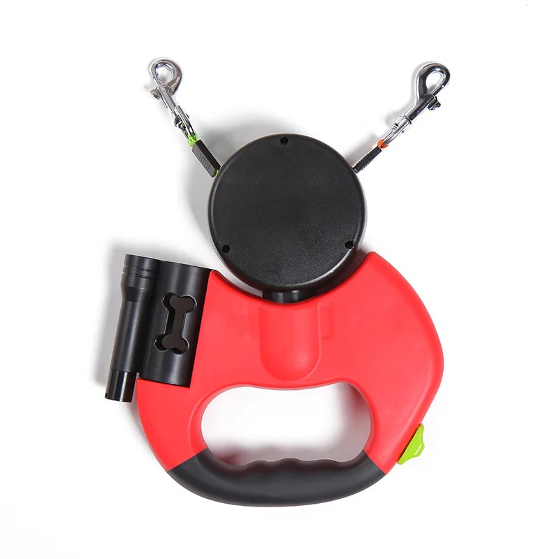 Pet Leash Automatic Retraction Dog Tow Rope Adjustable Double-ended Rope One-two Towing Belt  With Night Light And Garbage Bag