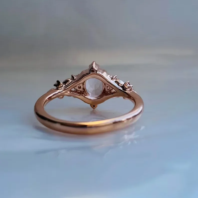 Hailer Jewelry Luxury Vintage 18k Rose Gold Ring 5ct Pink Oval Sapphire Engagement Ring For Women