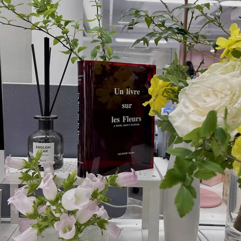 Оптовая продажа акриловая ваза в форме книги современная для цветов книжная полка декор гостиной украшения