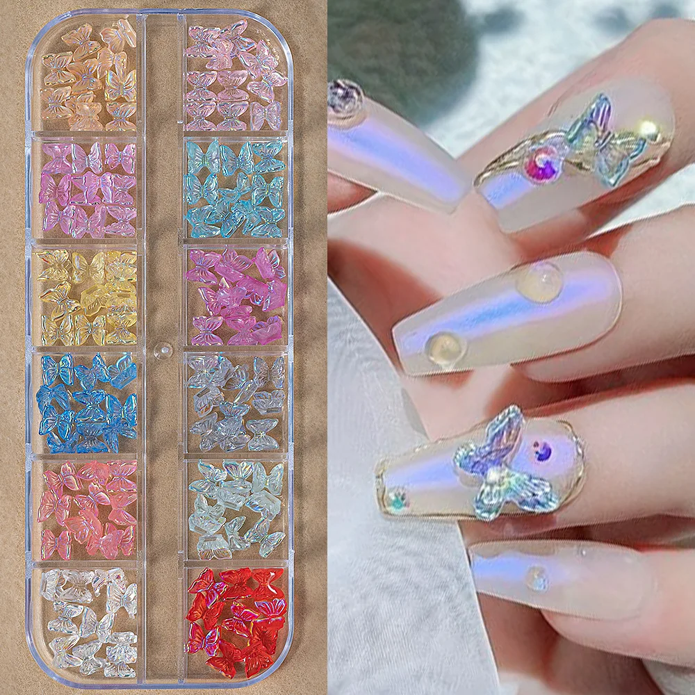 12 colors 3D Flower Nail finger Art Charms with Rhinestones and Caviar Beads - DIY Nail Art Design for Women Girls Easter