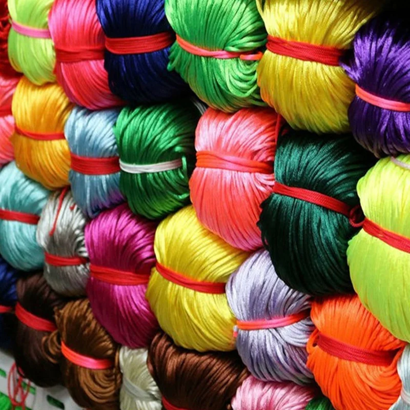 Wholesale 3mm multi colored glossy satin silk rattail cord for jewelry making