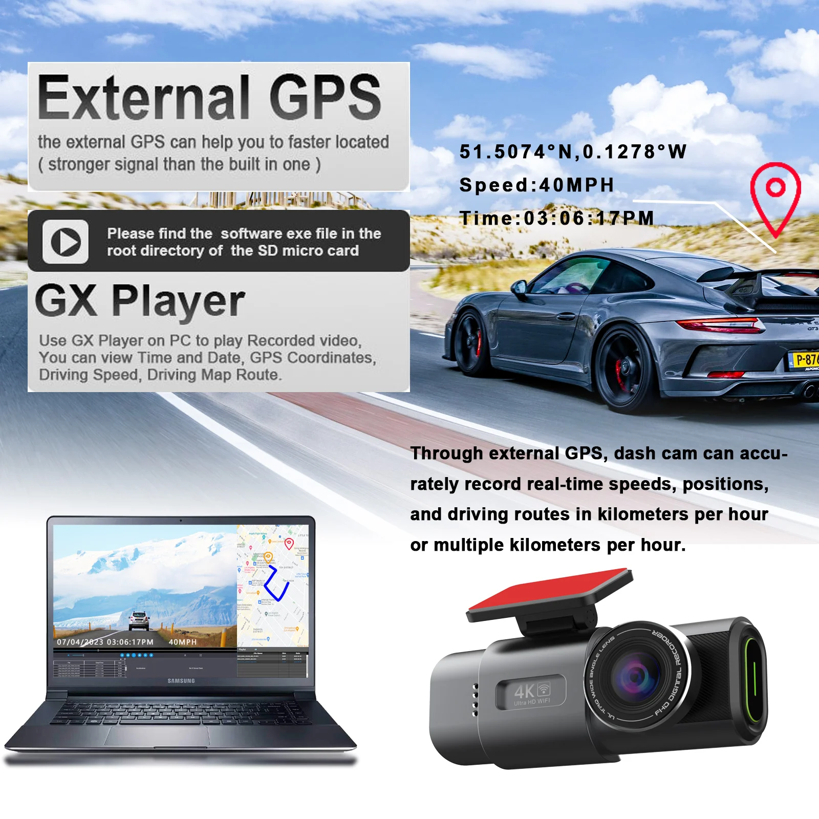 Автомобильный мини-видеорегистратор doble camara 4k wifi gps с двумя линзами передний и задний видеорегистратор автомобильный черный ящик камера
