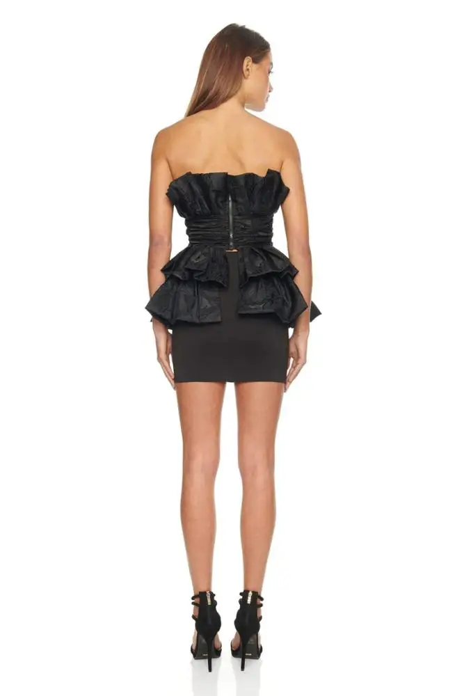 Two Piece Sets Mini Women Sexy Bodycon Dress Sets Black Fahion Party Skirt