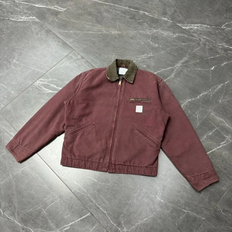 Custom Distress Vintage Duck 100% Cotton Satin Weave Work Wear Fabric Canvas Work Jacket Detroit Worker Workwear Jacket Men