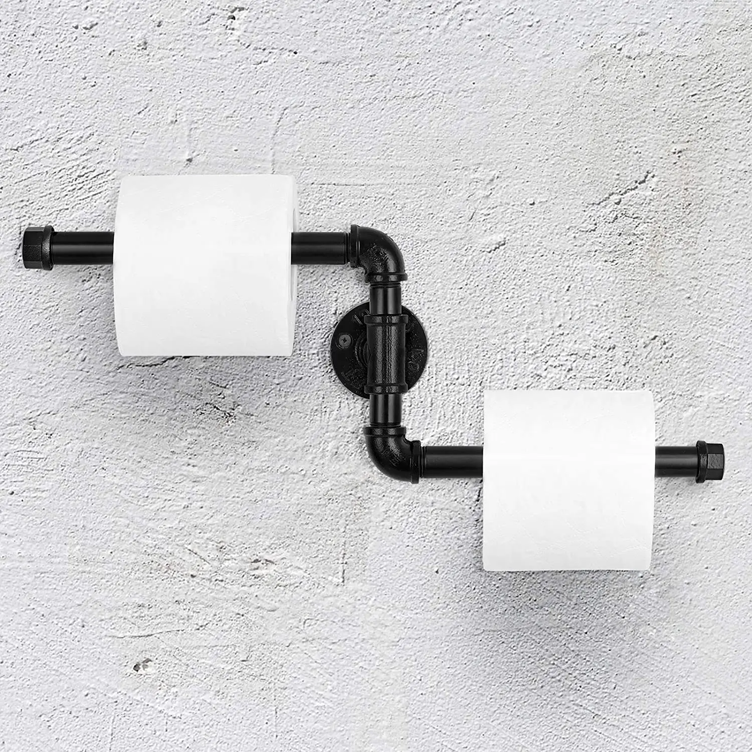 Black Paper Towel Holder Wall Mount Industrial Pipe Toilet Tissue Paper Roll Holder Vintage Rustic Farmhouse Towel Dispenser