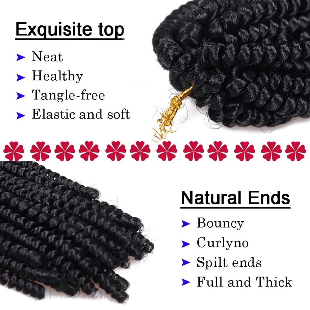 Synthetic Braid Hair Extension Strands Spring Twist Crochet Braiding Hair 22 Inch Passion Twist Water Wave Crochet Hair