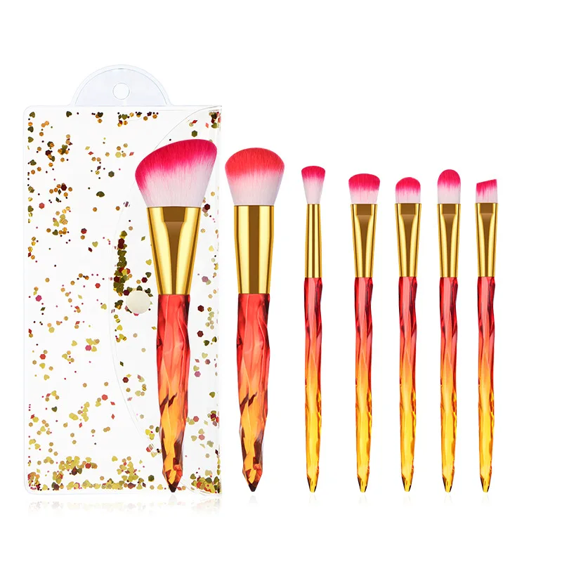 Crystal Handle 7PCS Makeup Brush Set Tool with PVC Bag Wholesale Custom Private Label Vendor Bulk