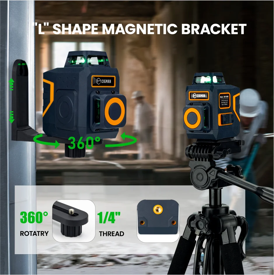 CIGMAN CM-720SE Rotary Laser Level Professional Beam Level Laser 8 Lines Vertical & Horizontal Lazer Levels
