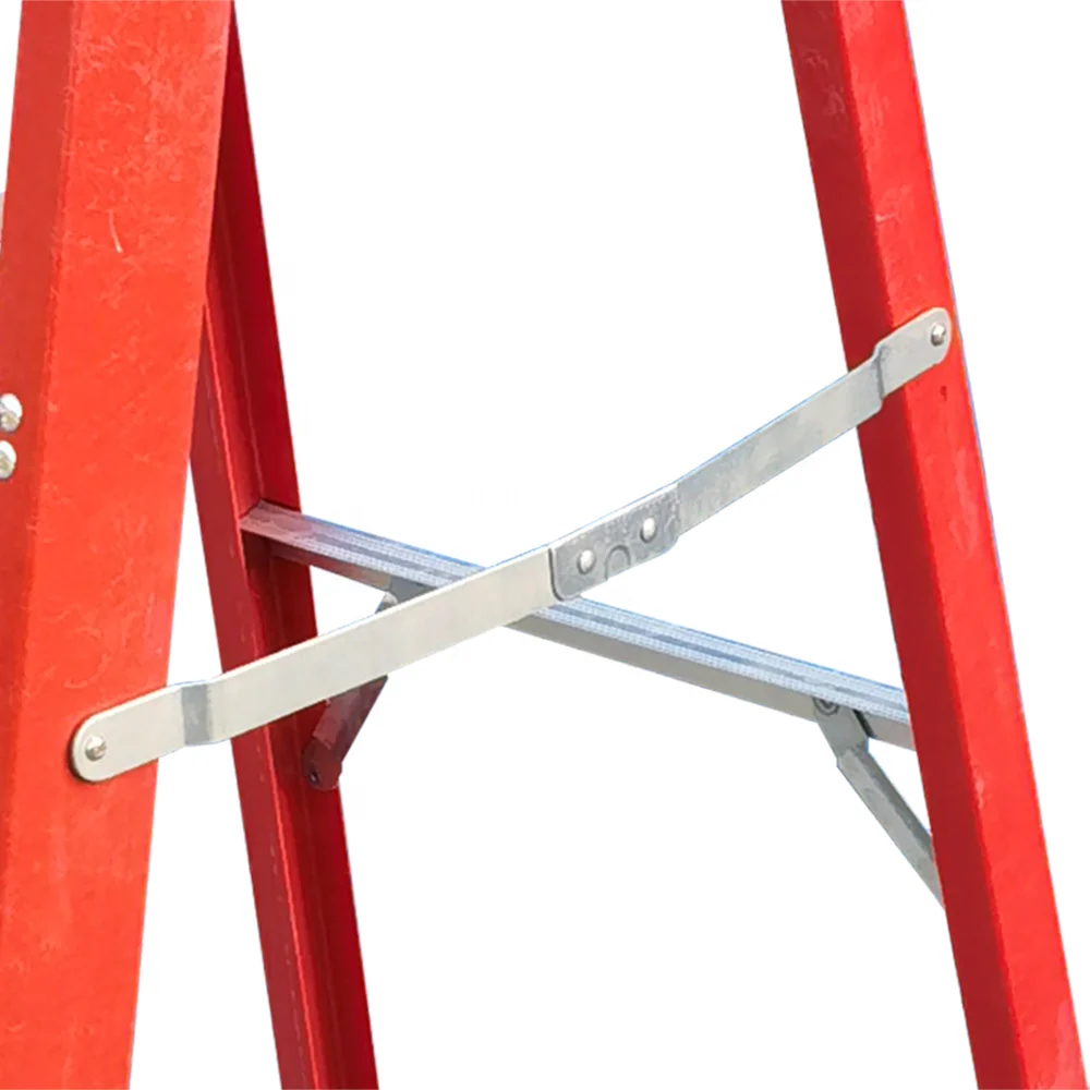 FRP Material Red Color Easy To Carry Fiberglass A Type Folding Step Ladder