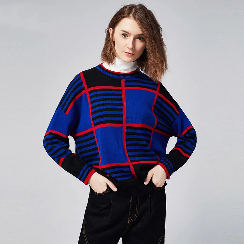 Женский свитер в европейском и американском стиле с защитой от ветра, цветная Свободная рубашка с тонким низом