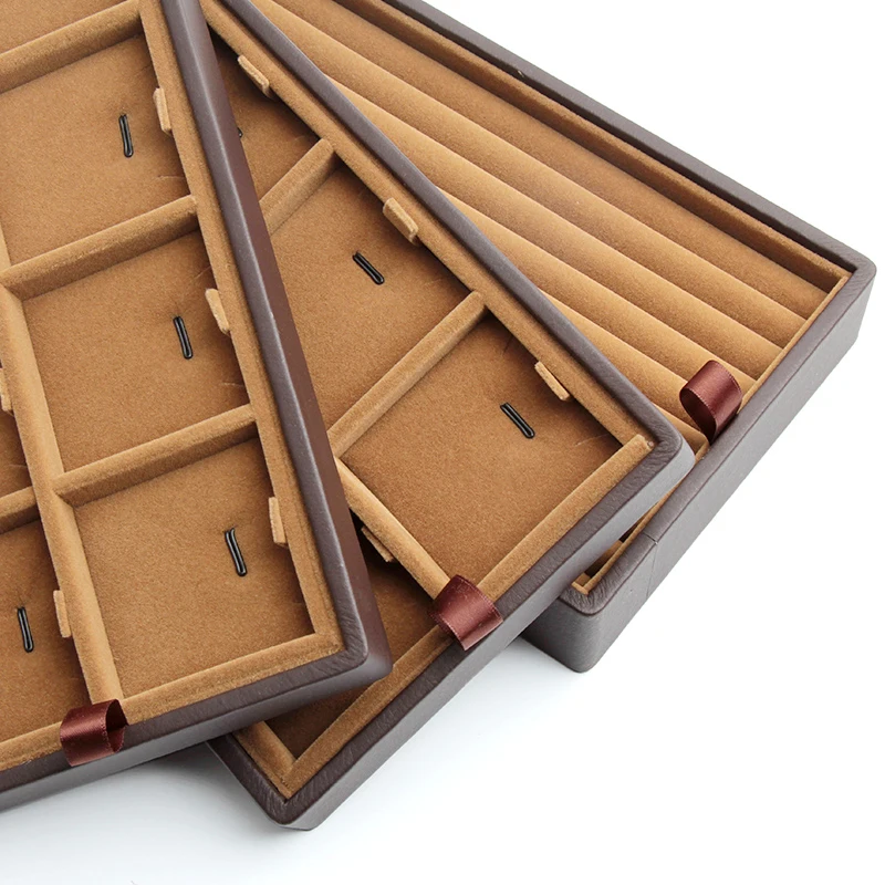 Brown Travel Jewelry Organizer Ring Bangle Storage Hand Carring Cases Cosmetic Gift Box pu leather Travel Jewellery Boxes