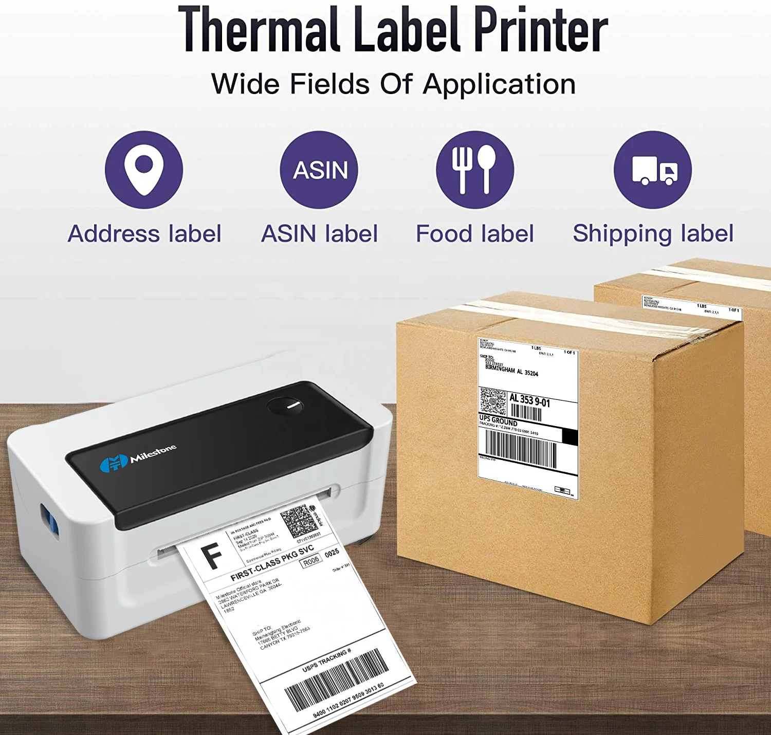 Milestone 150mm/s FBA Waybill Printer EM/ODM 4 Inch Shipping Label Thermal Printer 4x6 Label Printer
