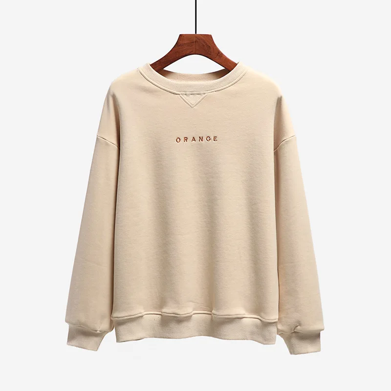 2022 New Design OEM 100% Cotton Pullover Solid Custom Logo Embroidery Women Sweatshirt