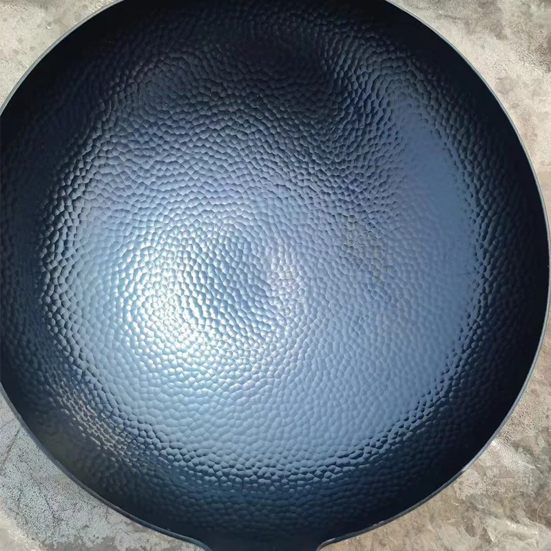 Hand Hammered Carbon Steel Wok Pan with Wooden Lid and 6 Cookware Accessories nonstick noncoating