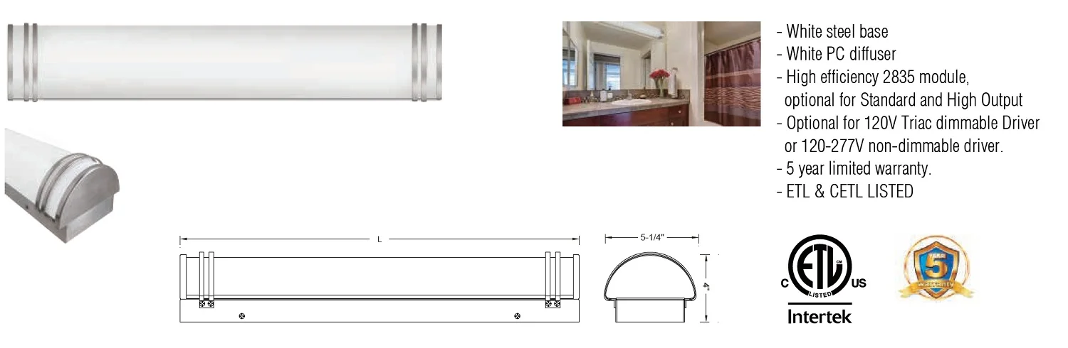 led bathroom vanity light bar BN over mirror lighting fixture wall sconce indoor morden