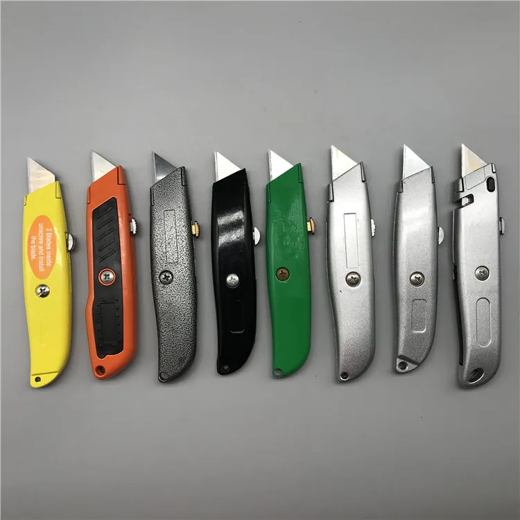 Professional zinc alloy utility retractable safe carton box cutter heavy duty utility carpet knife