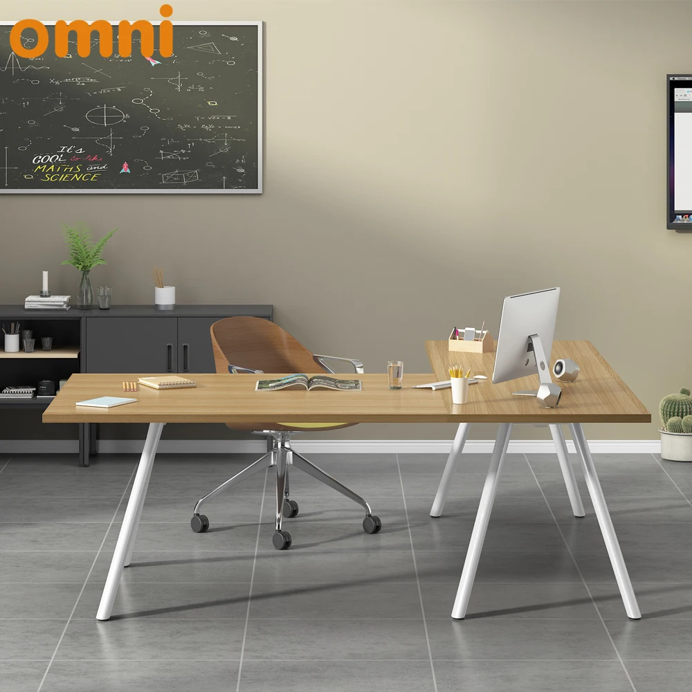 Cheap Modern Simple wind metal frame office furniture desk executive L shaped office desk