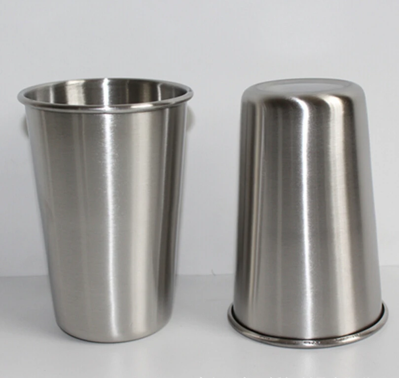 Hot Sale Manufacture Custom Logo 16oz Stackable Single Wall 304 Stainless Steel Pint cup Bar tumbler beer cup
